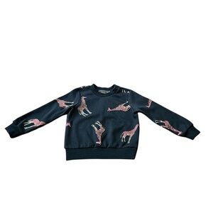 Alexander Uleto Children's Black Giraffe Pattern Sweatshirt